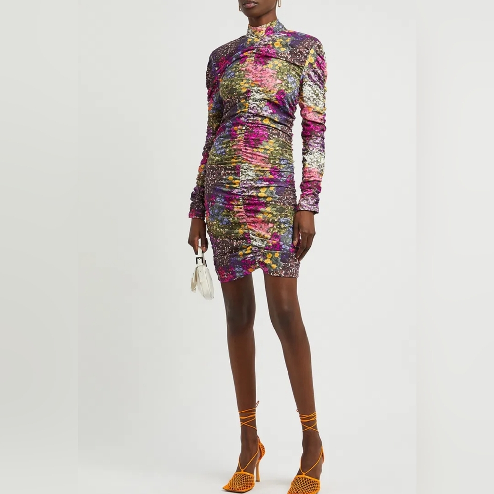 Rotate Birger Christensen Vibrant Red and Pink Mini Dress